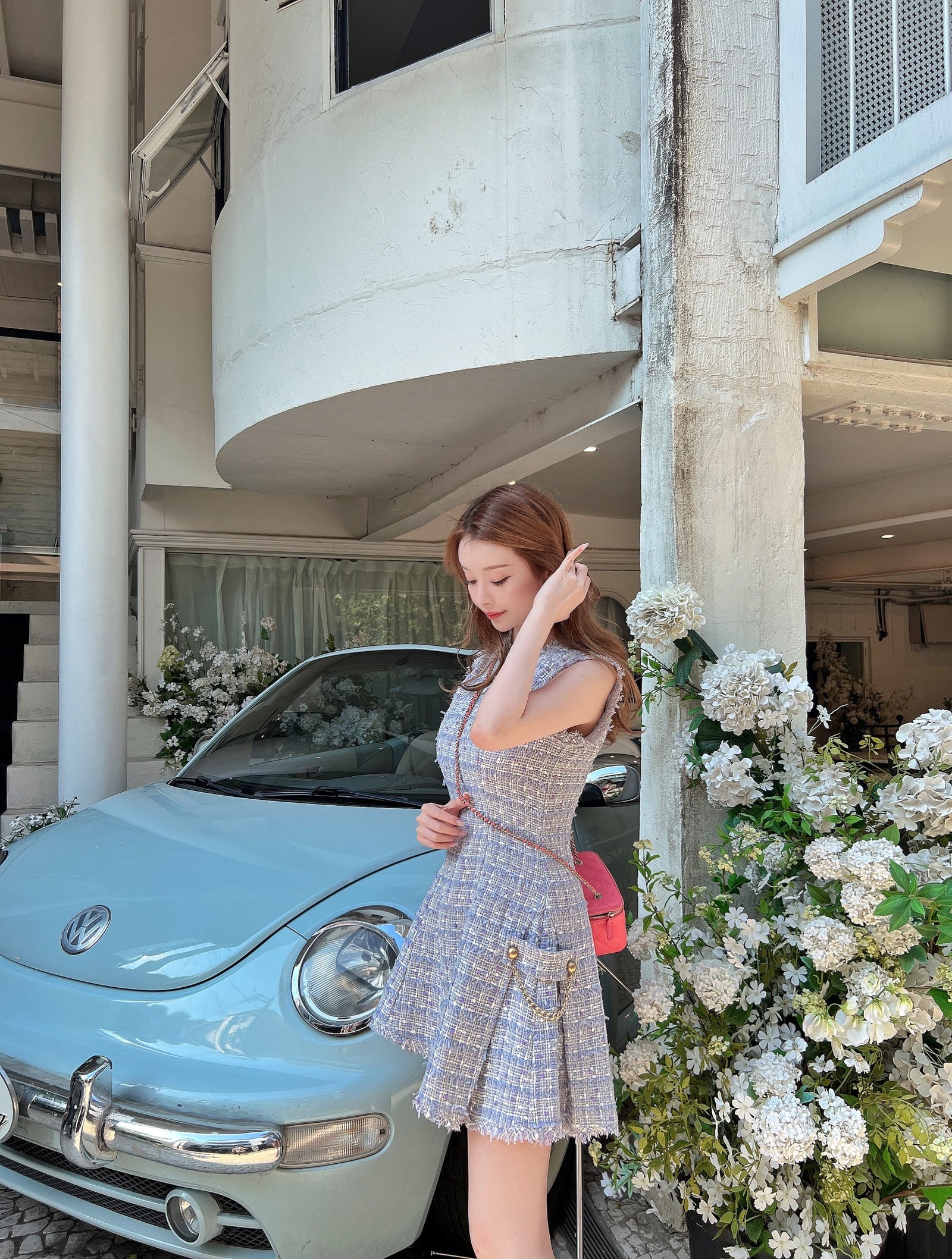 ワンピース eve46 SIDE CHAIN TWEED DRESS side chain tweed dress – eve46