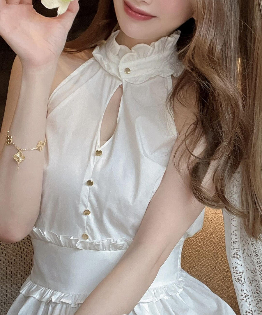 Frill halter shirt one piece – eve46