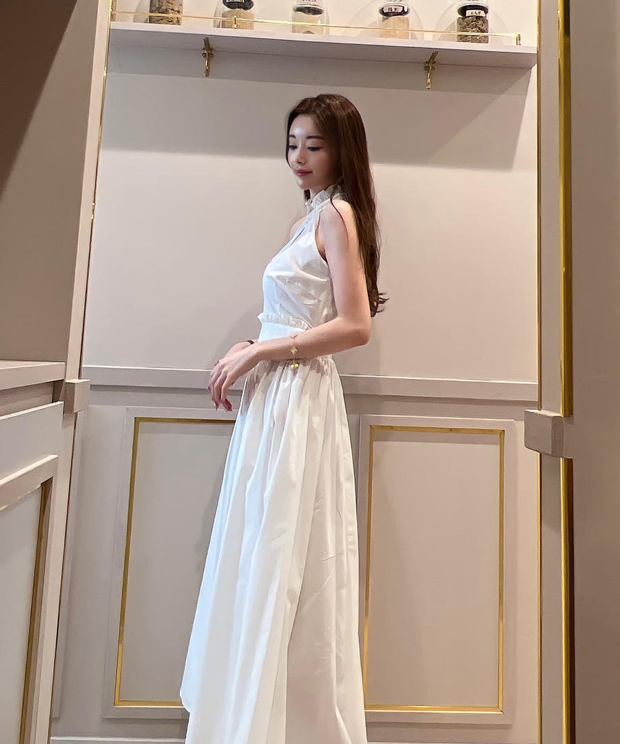 eve46 フリルホルターシャツワンピース Frill halter shirt one piece – eve46